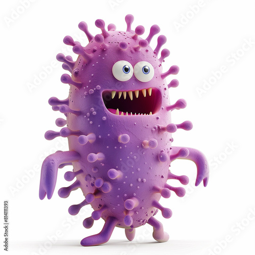 cute cartoon bacterica 3d isolated on white background 