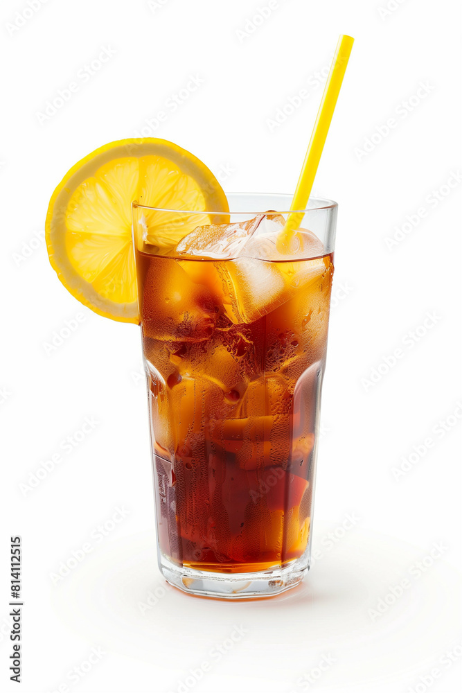 South African rooibos iced tea, isolated on white background South African rooibos iced tea, isolated on white background