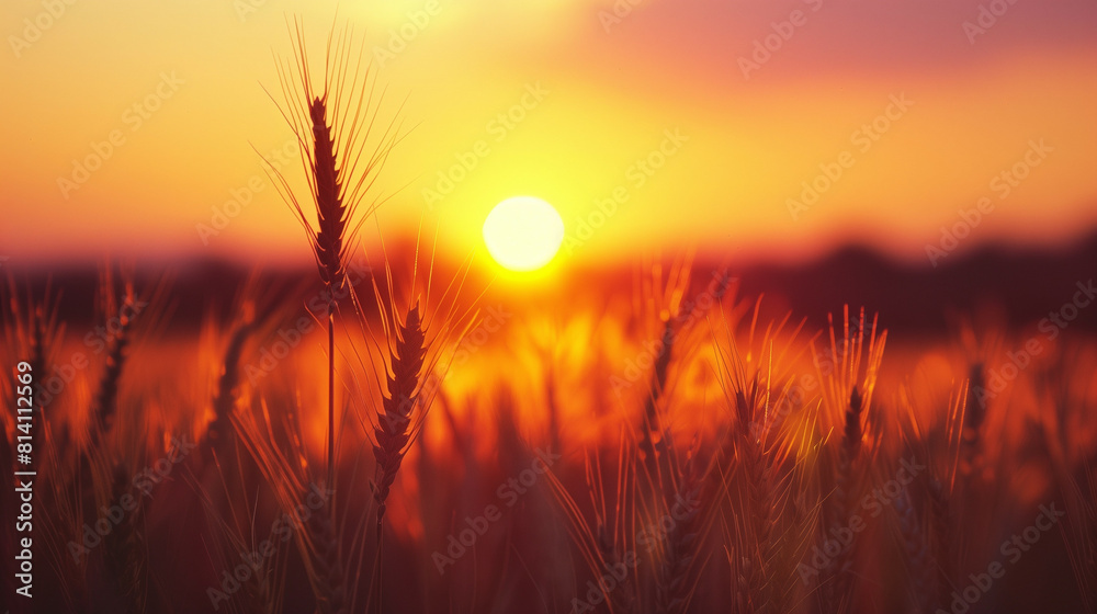  Sunset over a wheat field in June 