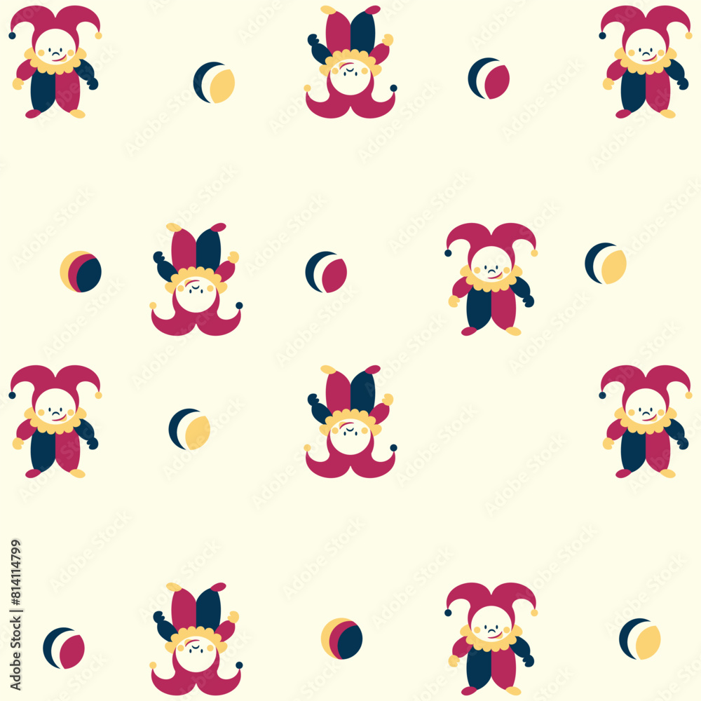 Obraz premium Happy Carnival, Festival and Circus event design with funny artists, dancers, musicians and clowns. Street art, carnival concept design. Colorful background with splashes and confetti