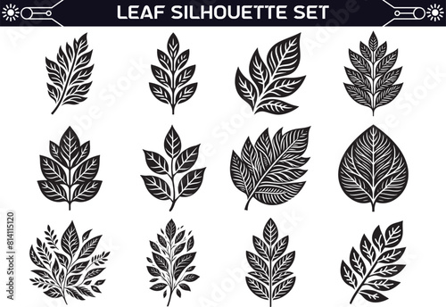 Leaf Silhouette Vector Illustration Set