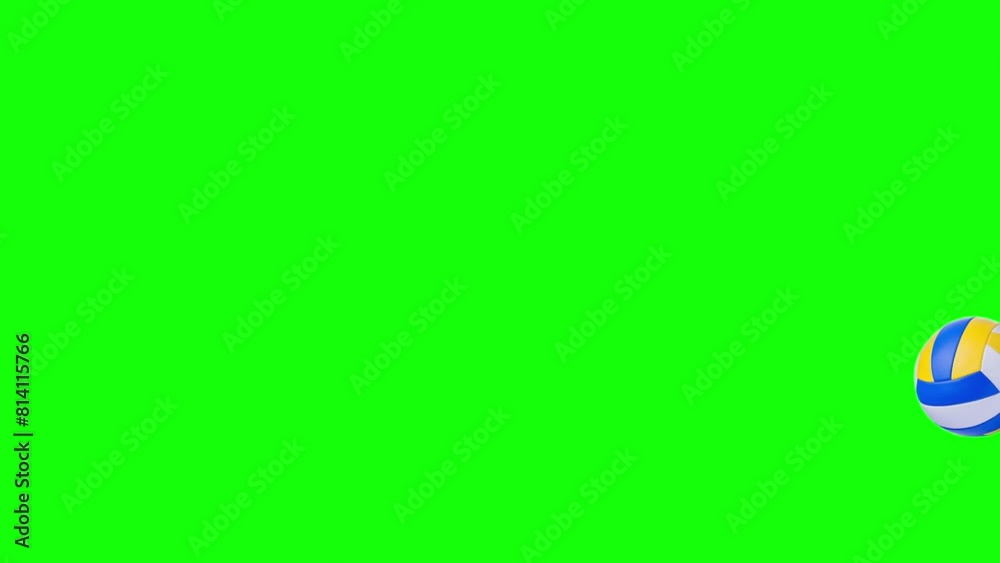 Animated Beach volleyball bounces left to right on the screen on a green screen background. Animated Beach volleyball bounces left to right on the screen on a green screen background.