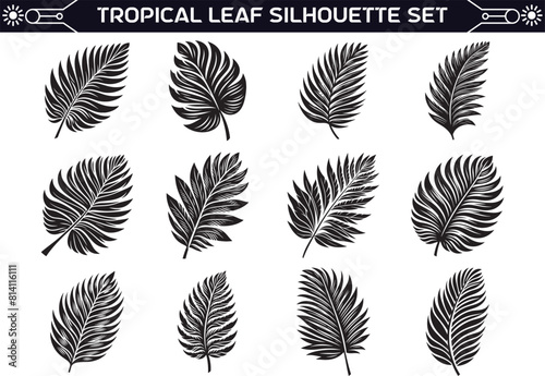 Topical Leaf Silhouette Vector Illustration Set