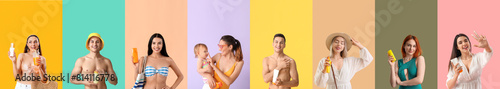 Set of young people with su...