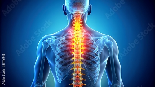 3d rendered illustration of a neck on blue background
