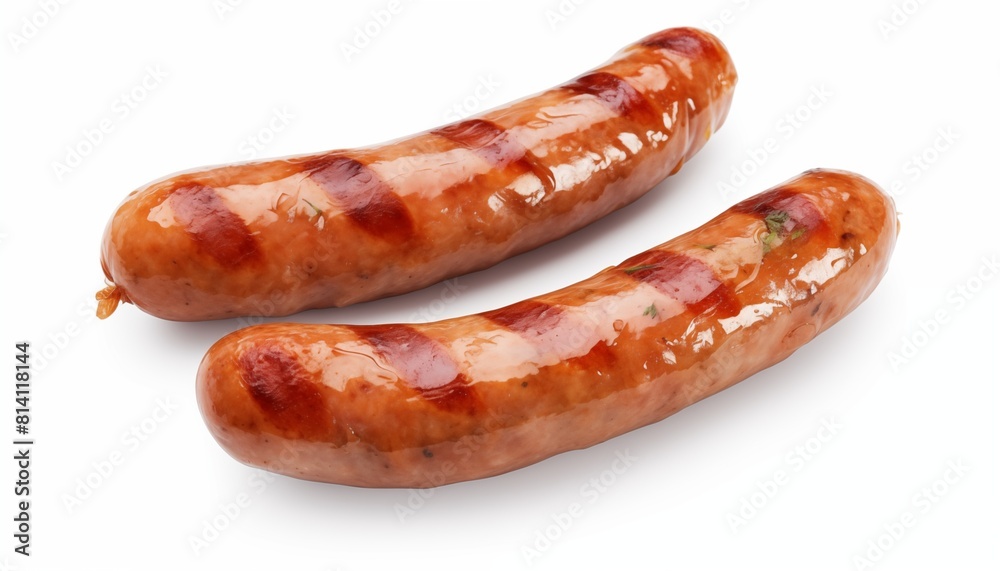 grilled sausage on a white background grilled sausage on a white background