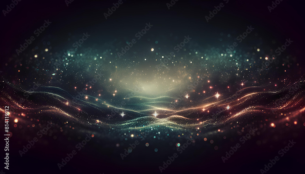 Fototapeta premium Horizontal shimmering mystical cosmic background with deep gradient