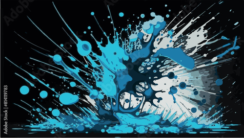 blue and white paint splashes, paint stains, water splashes, background