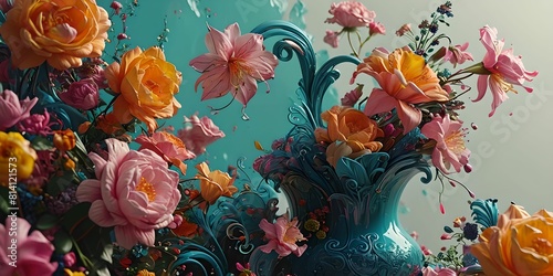 fond d'écran représentant avec un design abstrait dolore et beau. des fleurs avec des formes relistées et détaillées