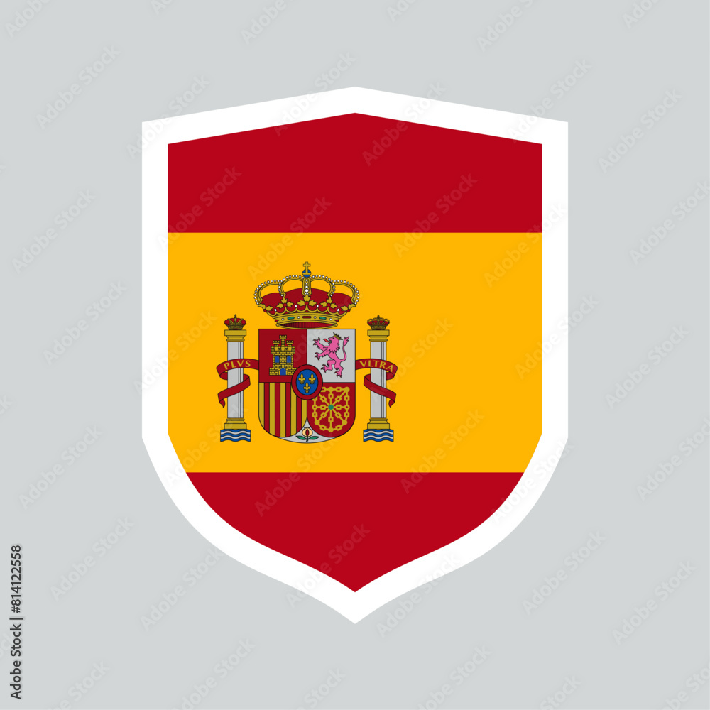 Spain Flag in Shield Shape Frame Spain Flag in Shield Shape Frame