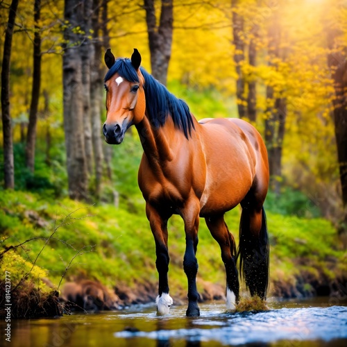 Majestic Wild Horse: Enchantment by the River's Edge