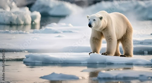 The polar bear is a symbol of the Arctic, inhabiting the icy areas of the Arctic Ocean. Its white fur and excellent adaptation to life in extreme conditions photo