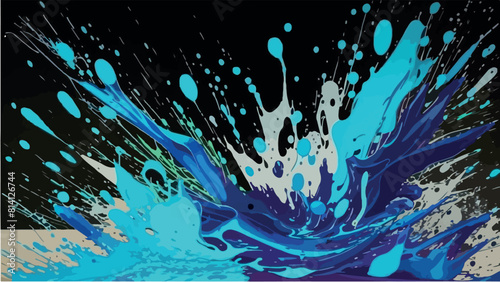 blue and beige paint splashes, paint stains, water splashes, background