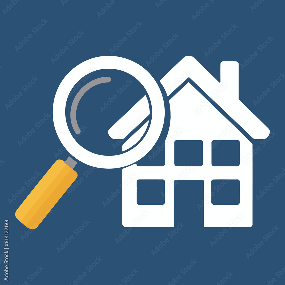 vector icon of a magnifying glass and a house. vector icon of a magnifying glass and a house.