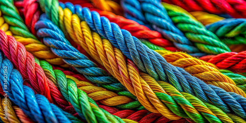 Vibrant Colorful Ropes Intertwined in Dynamic Patterns