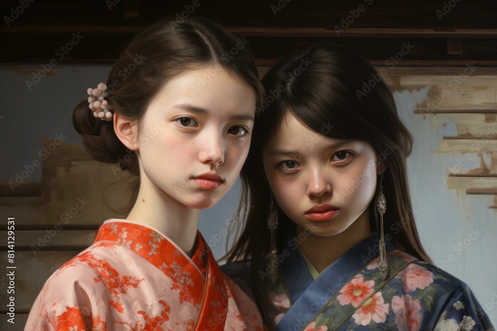 Adventurous Chinese girls friends shot. Beauty women. Generate Ai Adventurous Chinese girls friends shot. Beauty women. Generate Ai