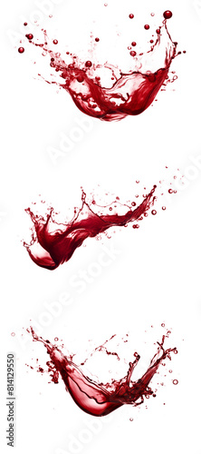 Vivid Red Liquid Splashes Captured in Motion: Each Dynamic Drop and Curve Displayed Against a Transparent Background.
