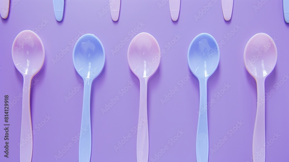 plastic spoons on soft purple background plastic spoons on soft purple background