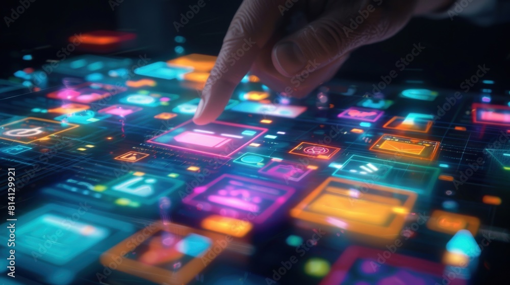 Close up view of a businessman opening an application on his tablet.