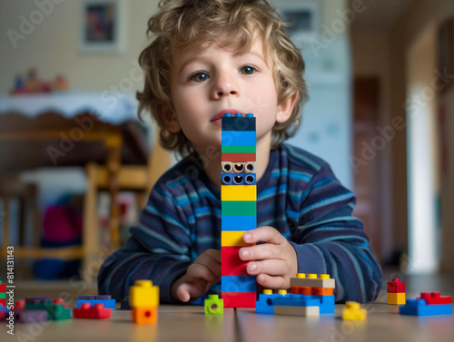 Wallpaper Mural A young boy playing with blocks. Torontodigital.ca