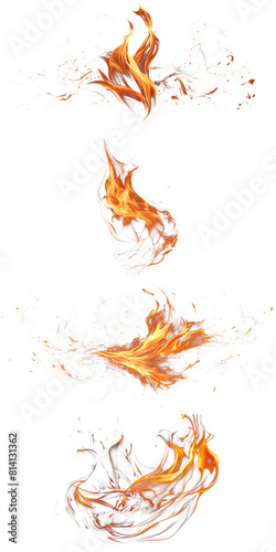 Set of Vivid Fire Flames on a Transparent Background: Experience the Intensity and Warmth Through Each Detailed Illustration.