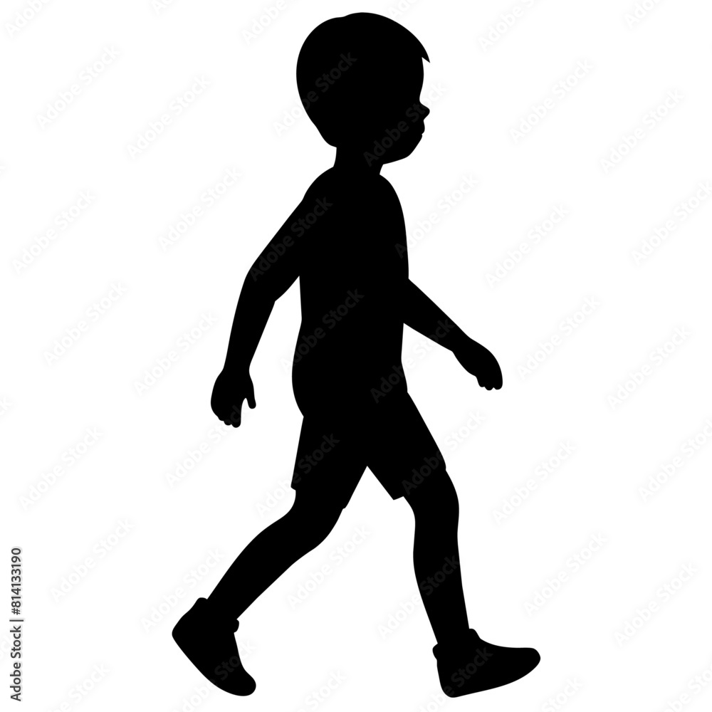 A Boy vector silhouette black color illustration