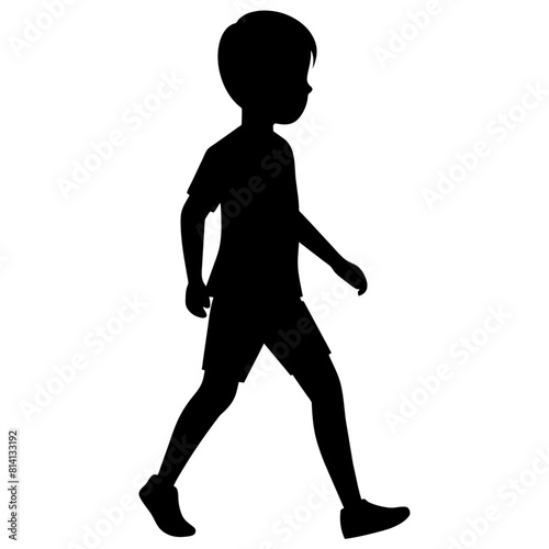 A Boy vector silhouette black color illustration