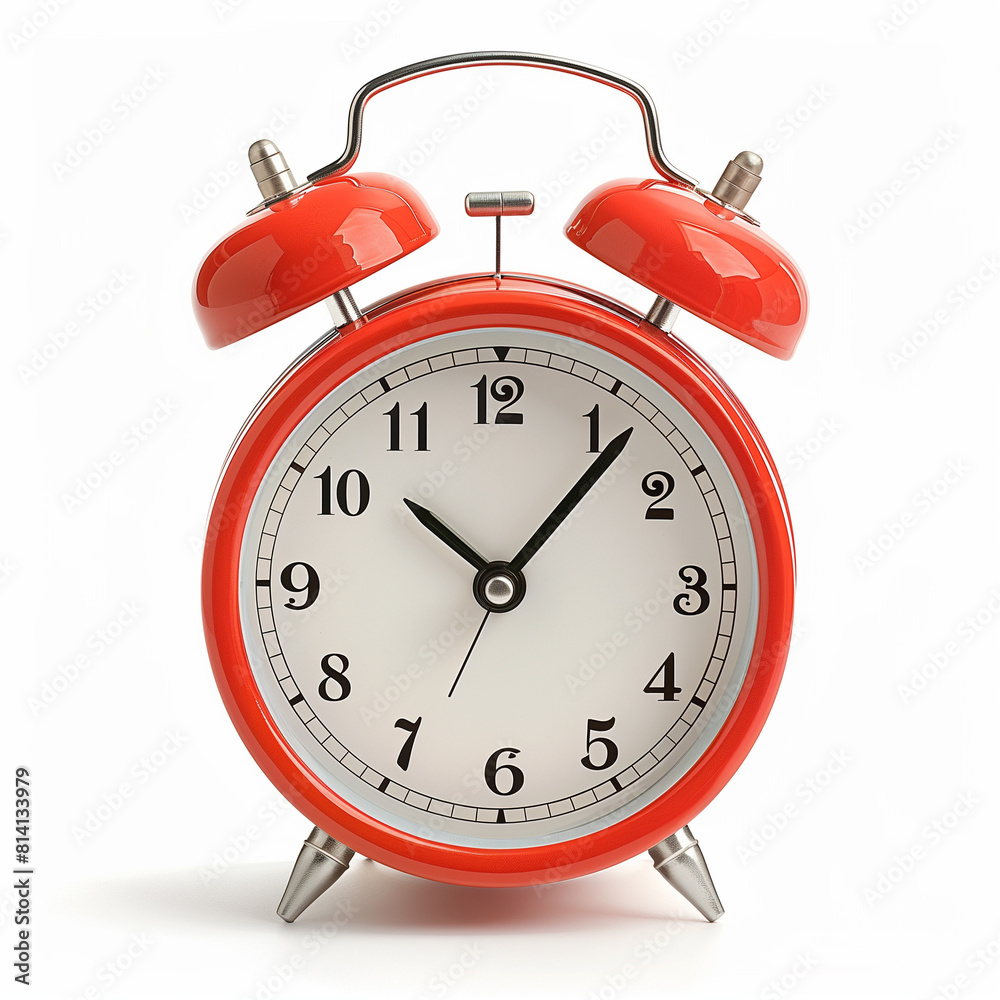 close up image of a red alarm clock with white background. close up image of a red alarm clock with white background.
