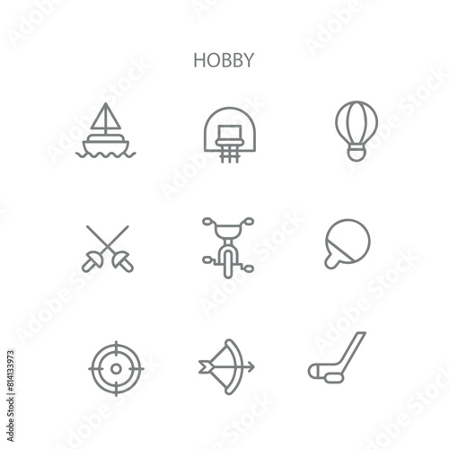 set of hobby line vector icons , sport line icons