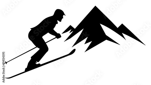 a mountain skier speeding down a slope, capturing the sport's essence and the dynamic movement