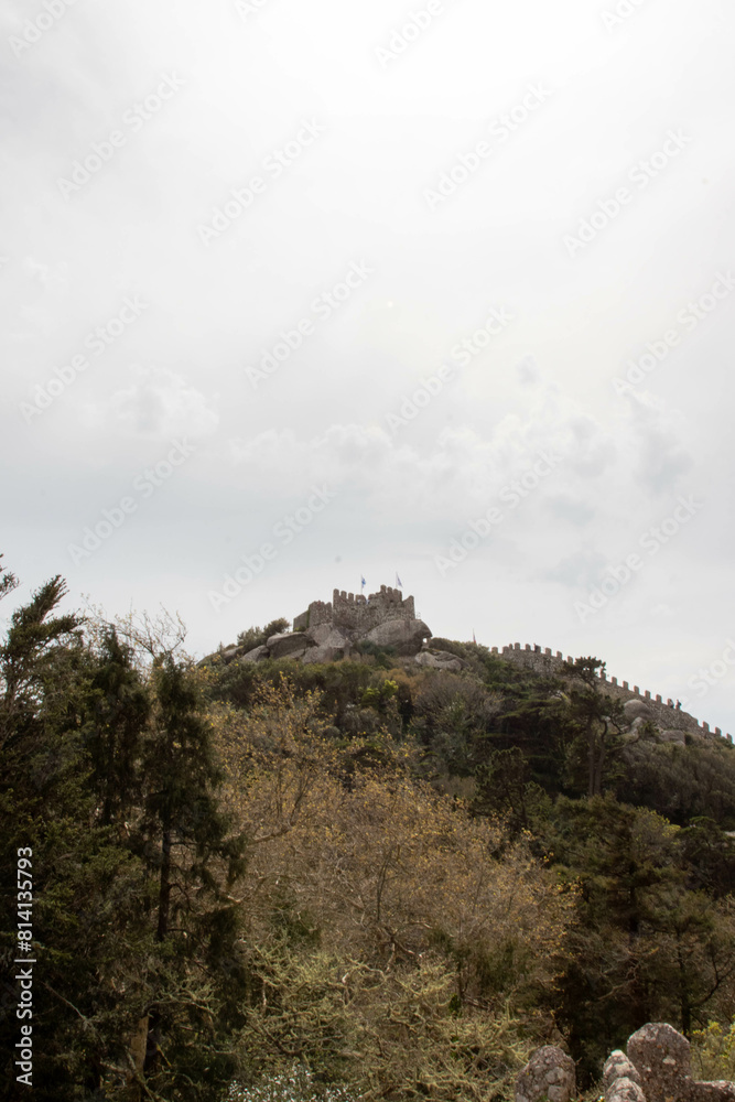 View of the Moorish Castle from the Moorish Castle in Sintra Portugal View of the Moorish Castle from the Moorish Castle in Sintra Portugal
