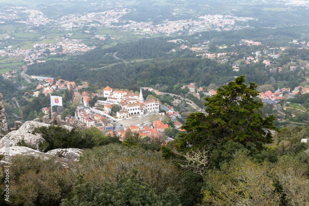 Obraz premium Large Mansion Sitting Along the Sintra Hills in Portugal