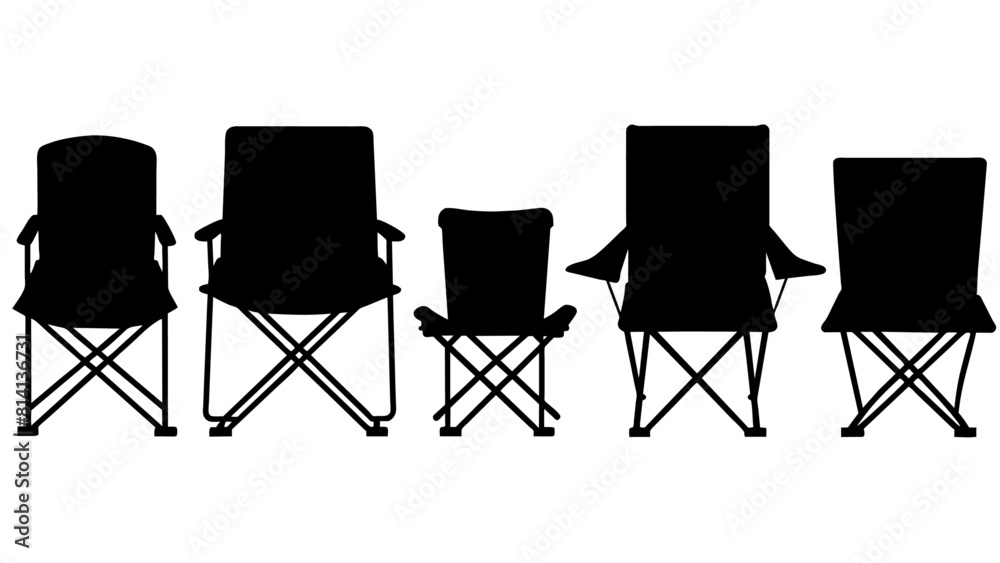 all kind different type of Set of camping chair vector silhouette