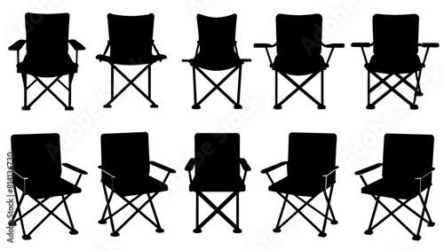 all kind different type of Set of camping chair vector silhouette