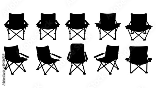 all kind different type of Set of camping chair vector silhouette