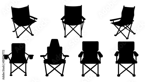 all kind different type of Set of camping chair vector silhouette