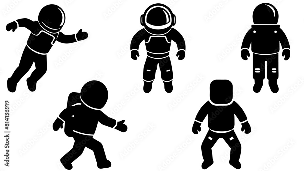 Astronaut vector silhouette bundle isolated on white background