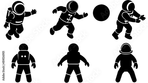 Astronaut vector silhouette bundle isolated on white background