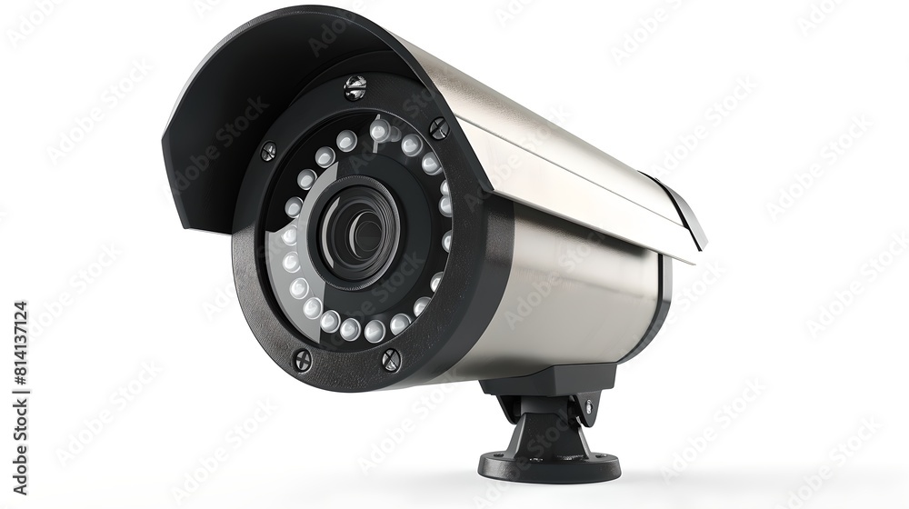 Modern security camera isolated on white background. Detailed surveillance technology in a minimalist style. Ideal for safety and protection concepts. AI Modern security camera isolated on white background. Detailed surveillance technology in a minimalist style. Ideal for safety and protection concepts. AI
