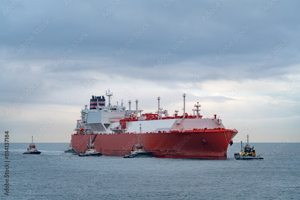 LNG carrier aproaching to regasification plant LNG carrier aproaching to regasification plant