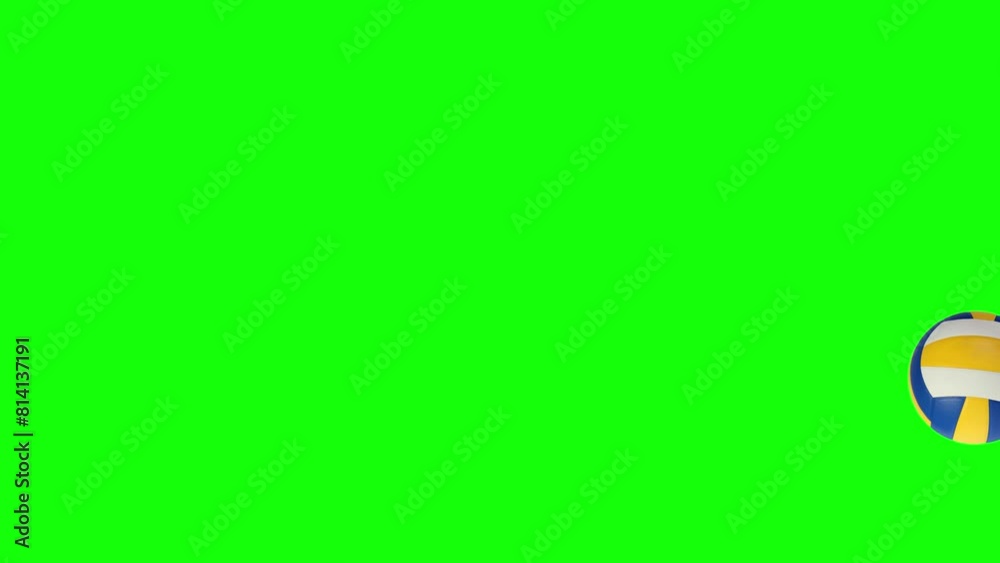 Animated Beach volleyball bounces left to right on the screen on a green screen background. Animated Beach volleyball bounces left to right on the screen on a green screen background.