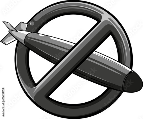Cruise or ballistic missile with forbidden symbol