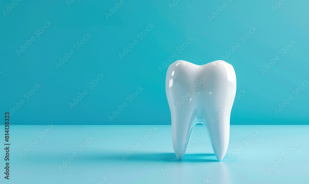 A dental model of a white tooth on blue background A dental model of a white tooth on blue background