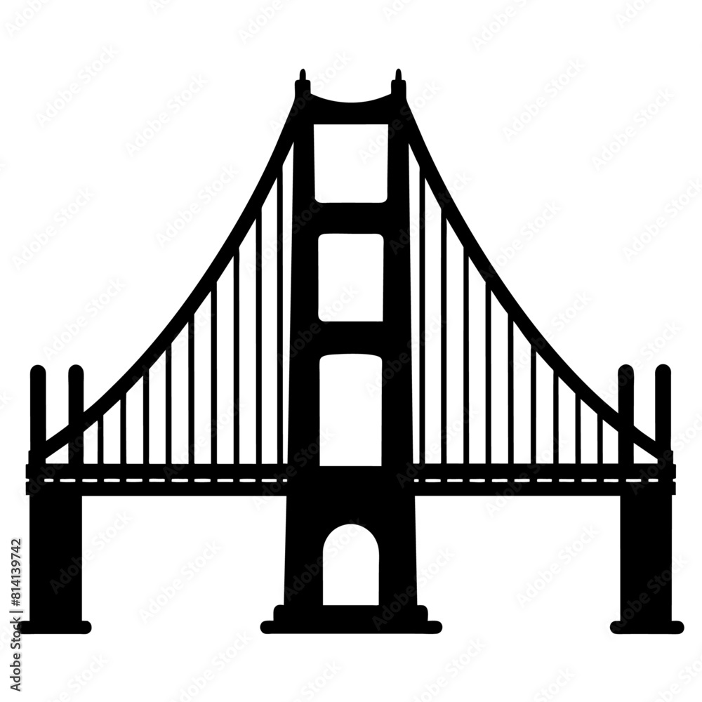 Fototapeta premium Golden Gate Bridge vector silhouette black color