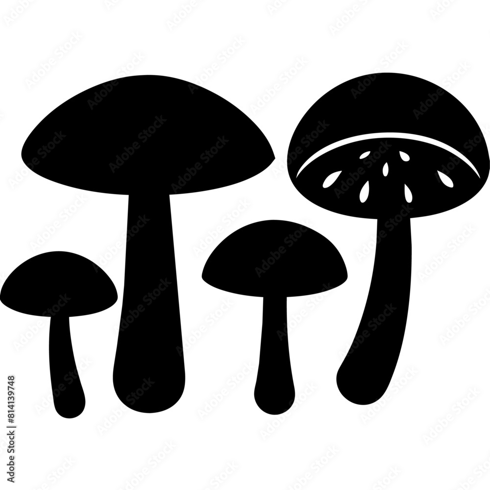 greaser mushrooms silhouettes, featuring intricate details and various styles greaser mushrooms silhouettes, featuring intricate details and various styles