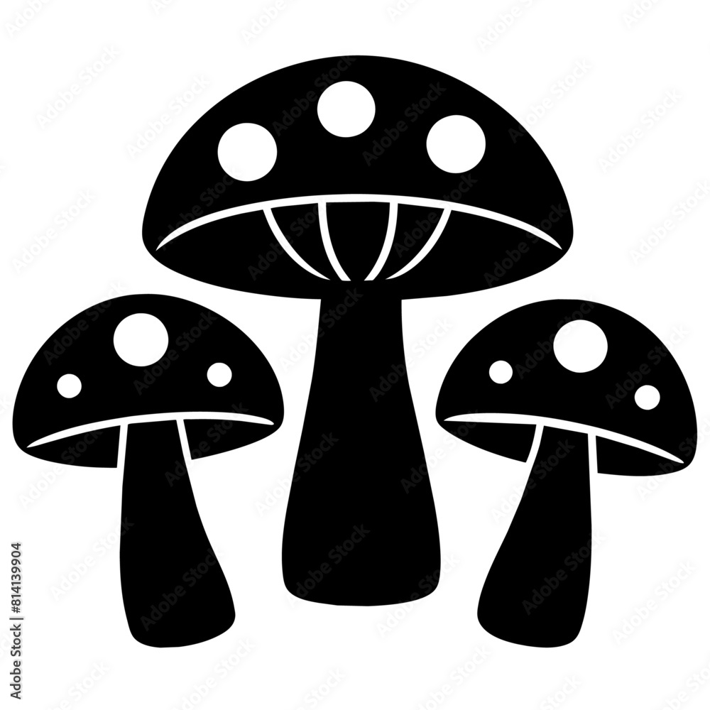 greaser mushrooms silhouettes, featuring intricate details and various styles