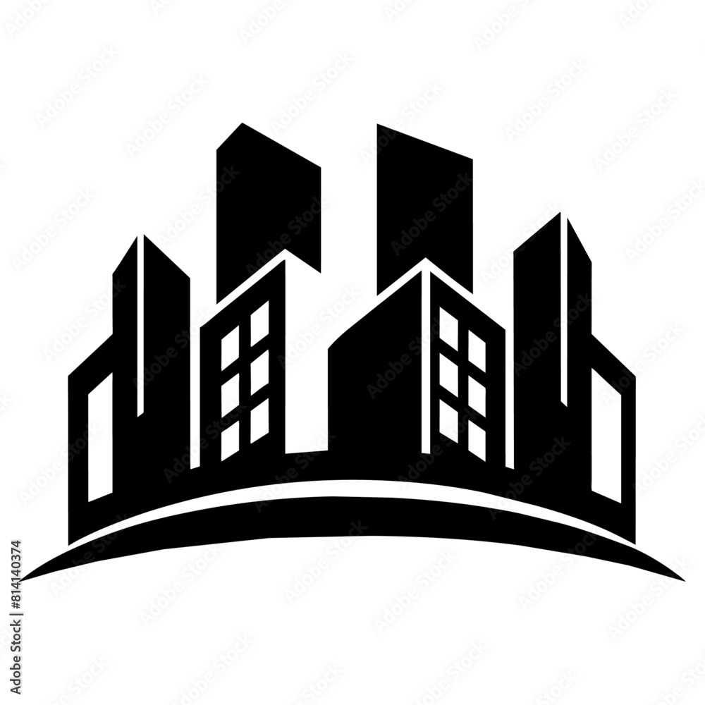 Fototapeta premium modern city building logo concept vector silhouette, black color silhouette