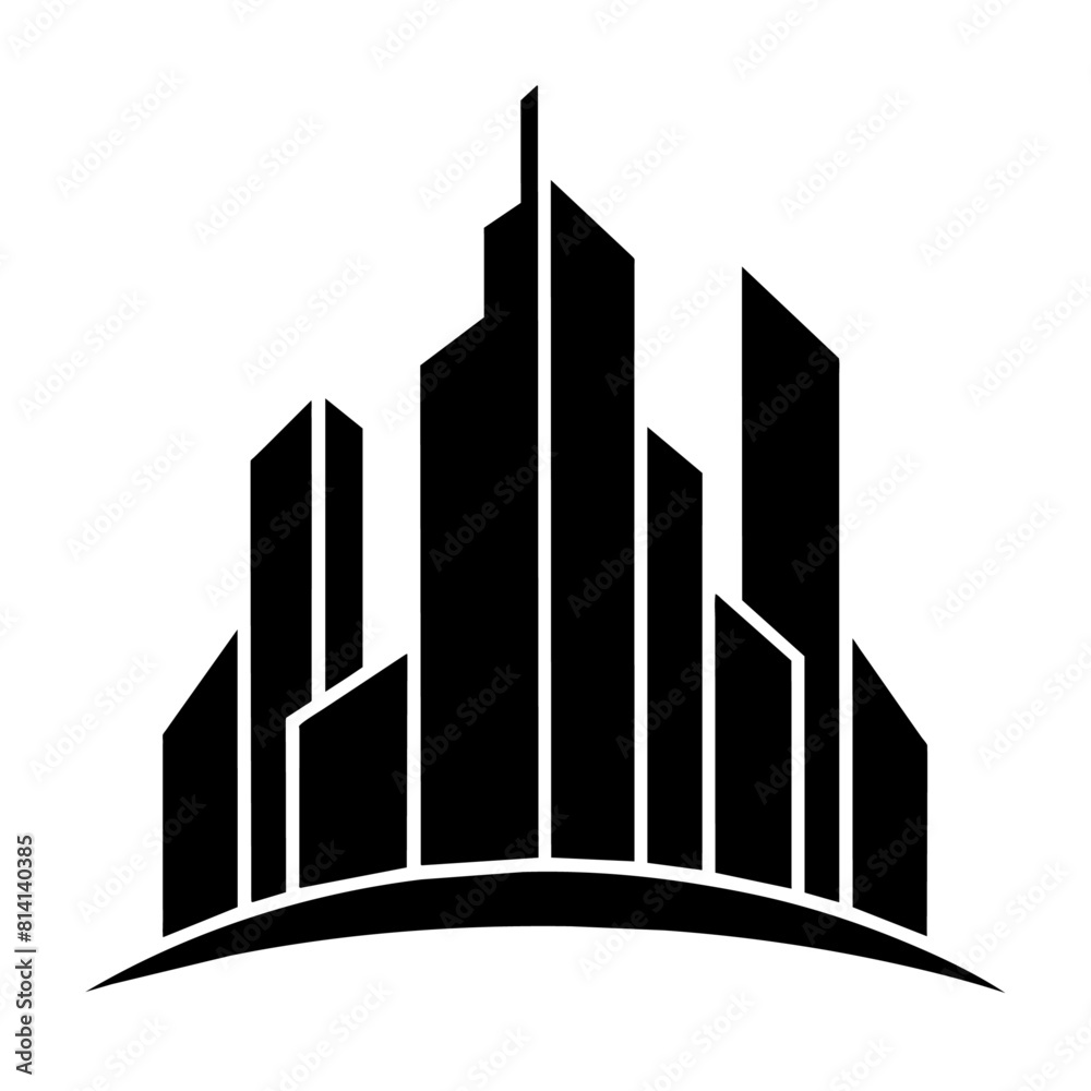 modern city building logo concept vector silhouette, black color silhouette modern city building logo concept vector silhouette, black color silhouette