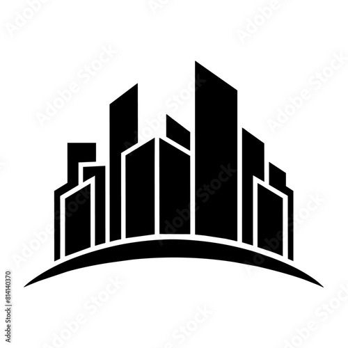 modern city building logo concept vector silhouette, black color silhouette