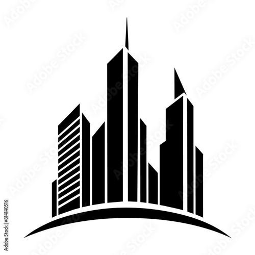 modern city building logo concept vector silhouette  black color silhouette